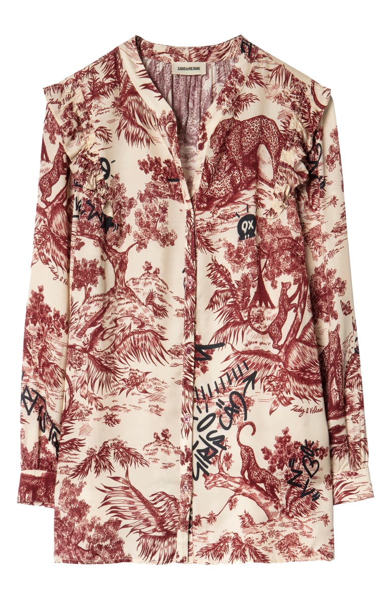 Zadig & Voltaire Tygg Juoy Satin Button-Up Shirt, Alternate, color, 