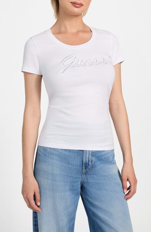Guess Logo Script T-shirt In White
