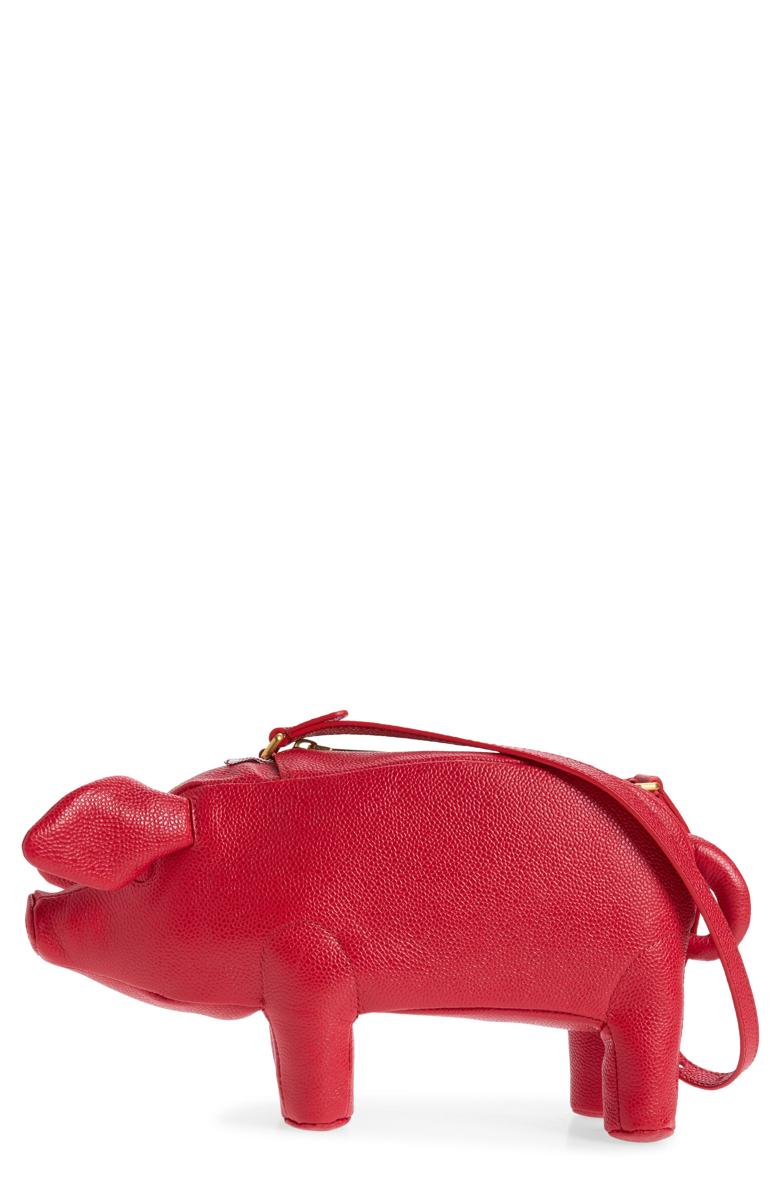 Baby Pig Pebbled Leather Shoulder Bag, Main, color, RED