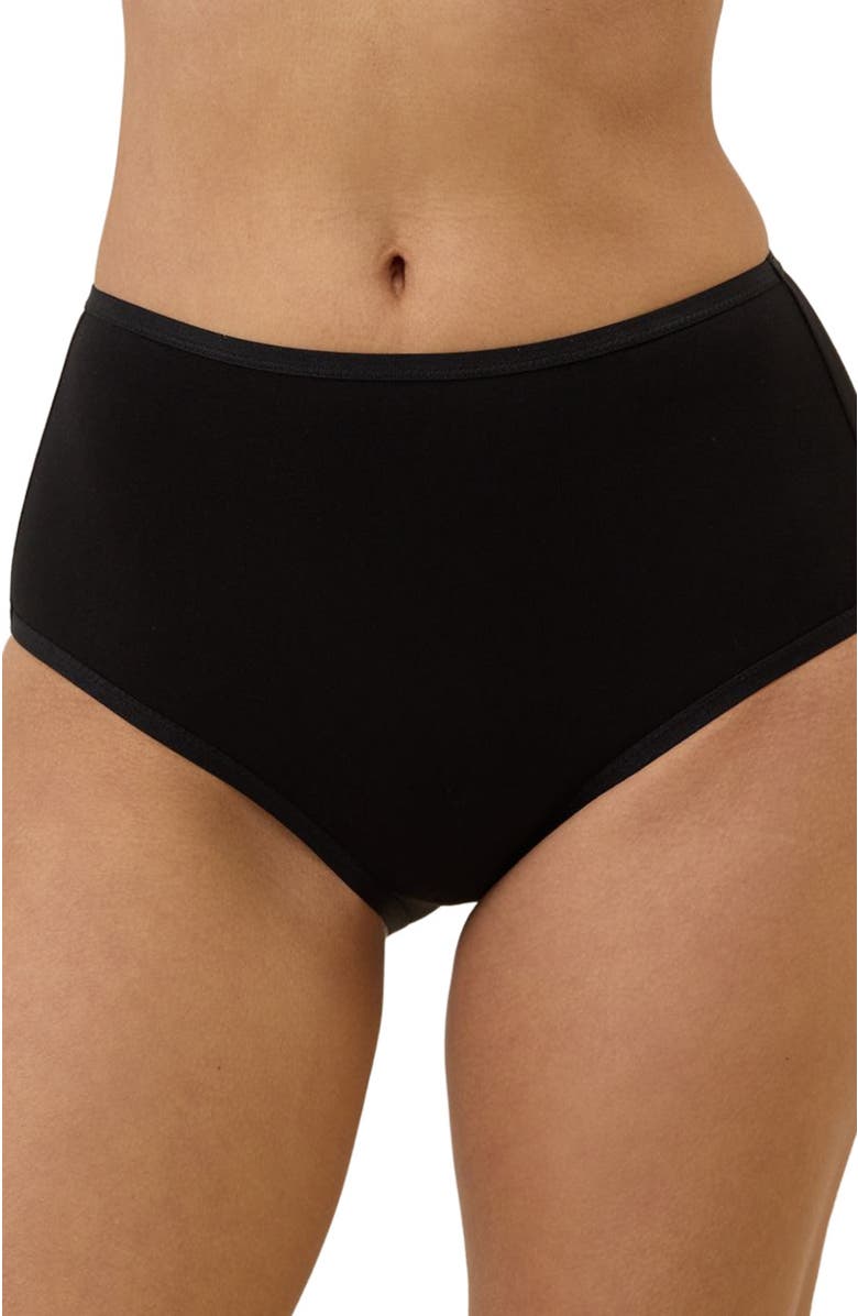 Pact Organic Cotton Everyday High Rise Brief 6-Pack, Alternate, color, Black