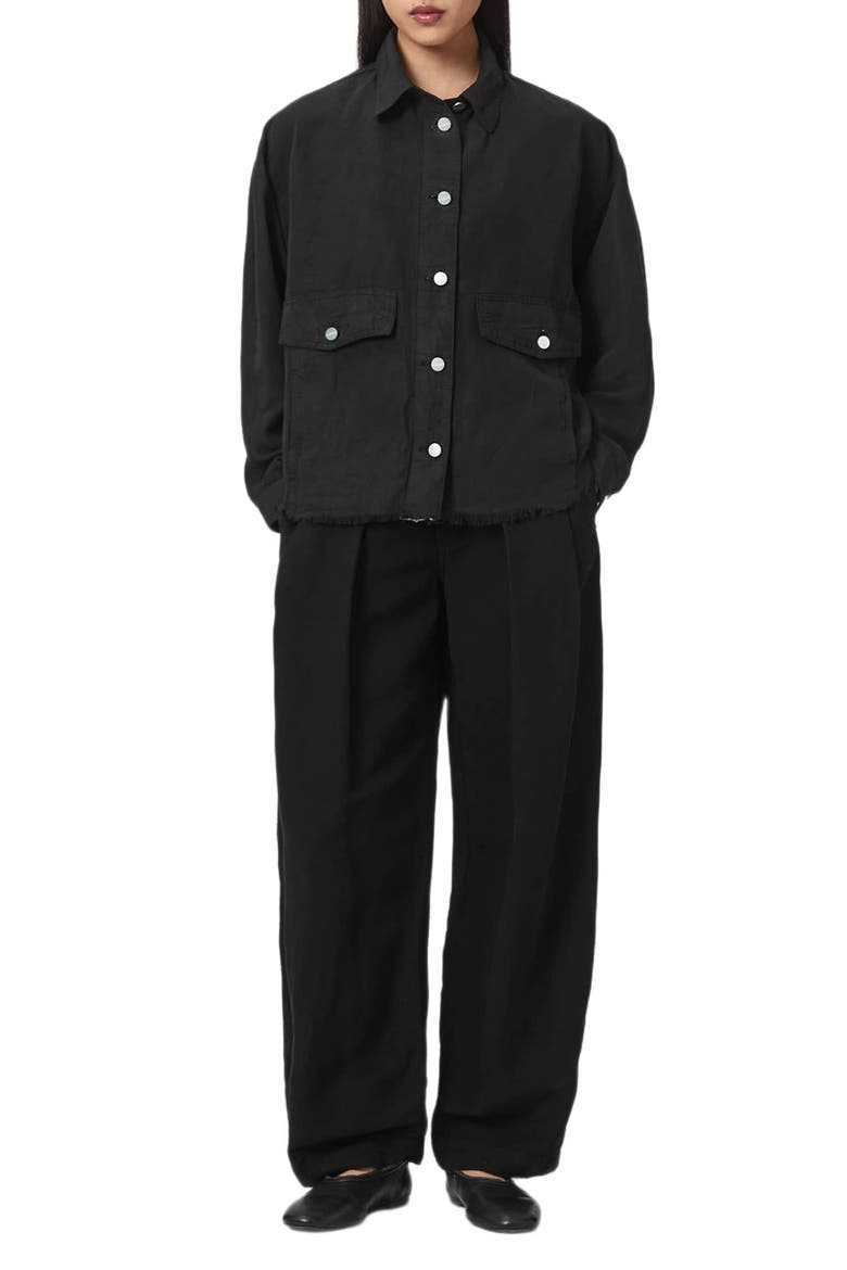 Hettie Linen Blend Shacket, Alternate, color, BLACK