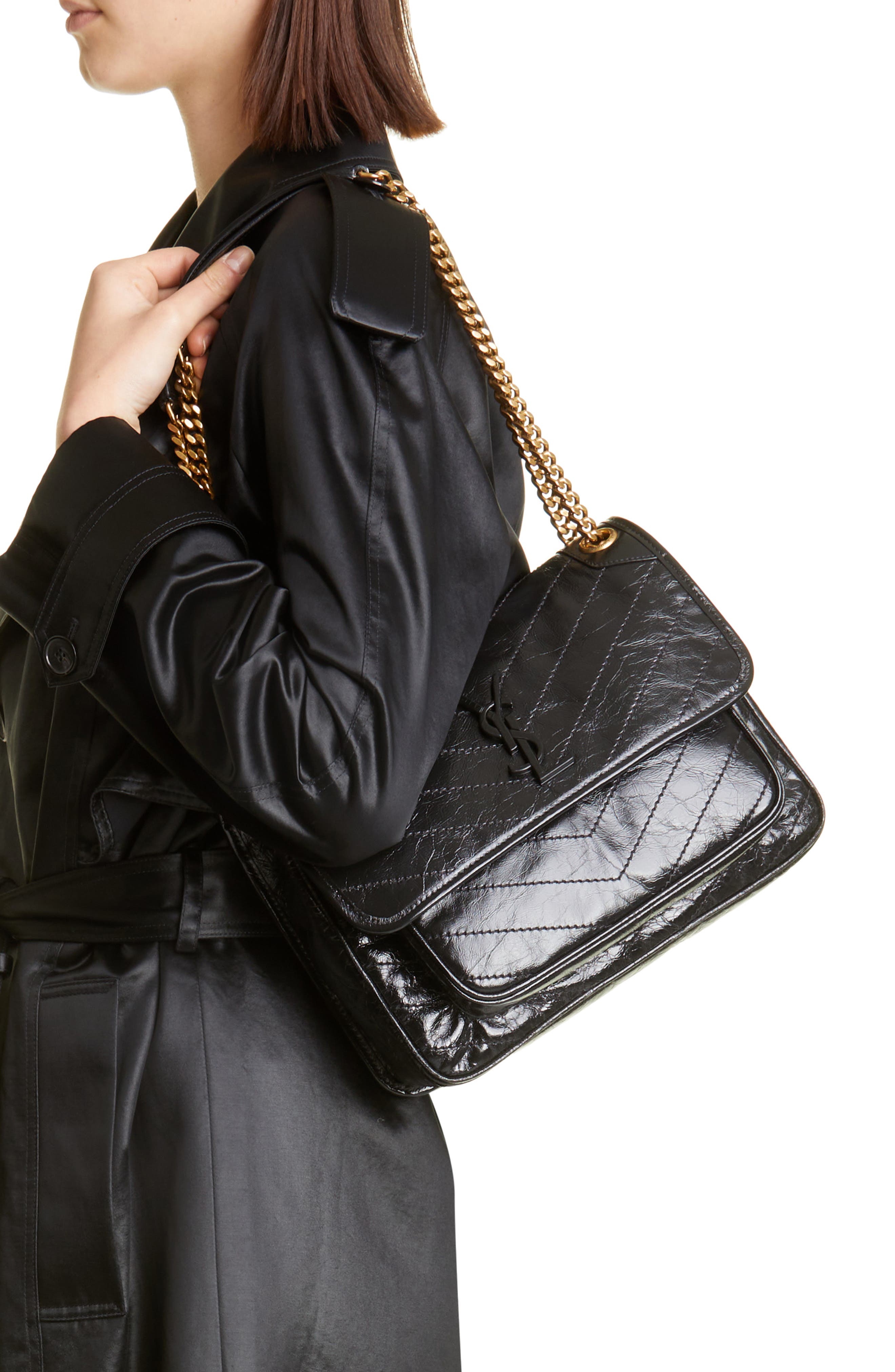 Saint Laurent Medium Niki Matelassé Leather Shoulder Bag, Alternate, color, 