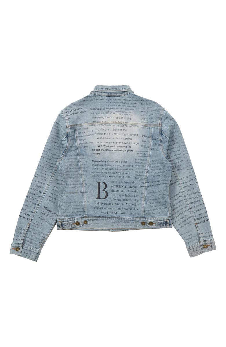 Tier Newspaper Article Denim Jacket, Alternate, color, 