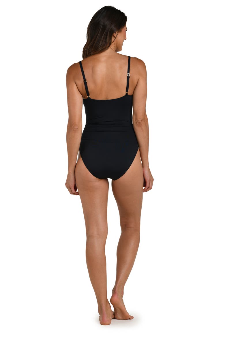 Ruched One-Piece Swimsuit, Alternate, color, BLACK