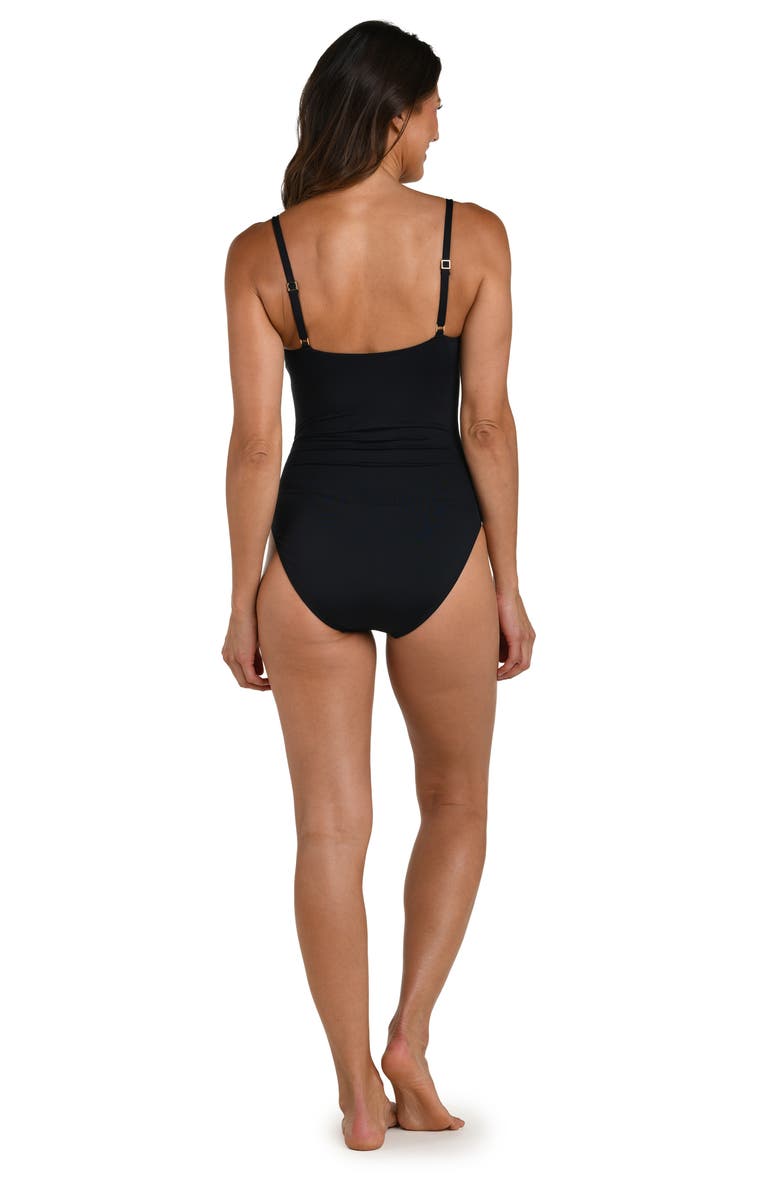 La Blanca Ruched One-Piece Swimsuit, Alternate, color, Black