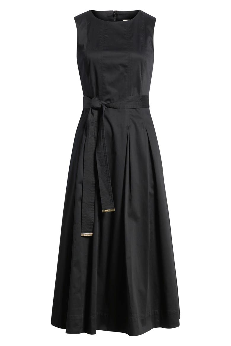 Sleeveless Stretch Cotton Midi Dress, Alternate, color, ANNE BLACK