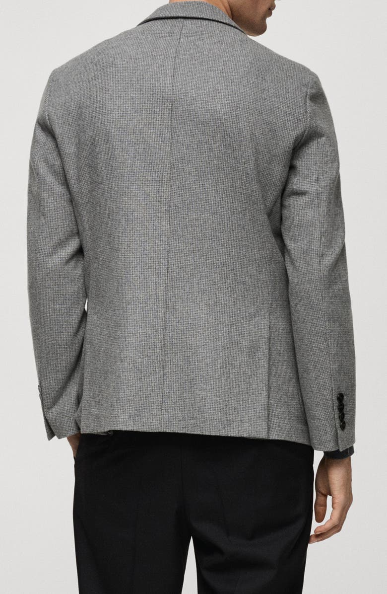 MANGO Slim Fit Houndstooth Wool Blend Flannel Sport Coat, Alternate, color, Grey