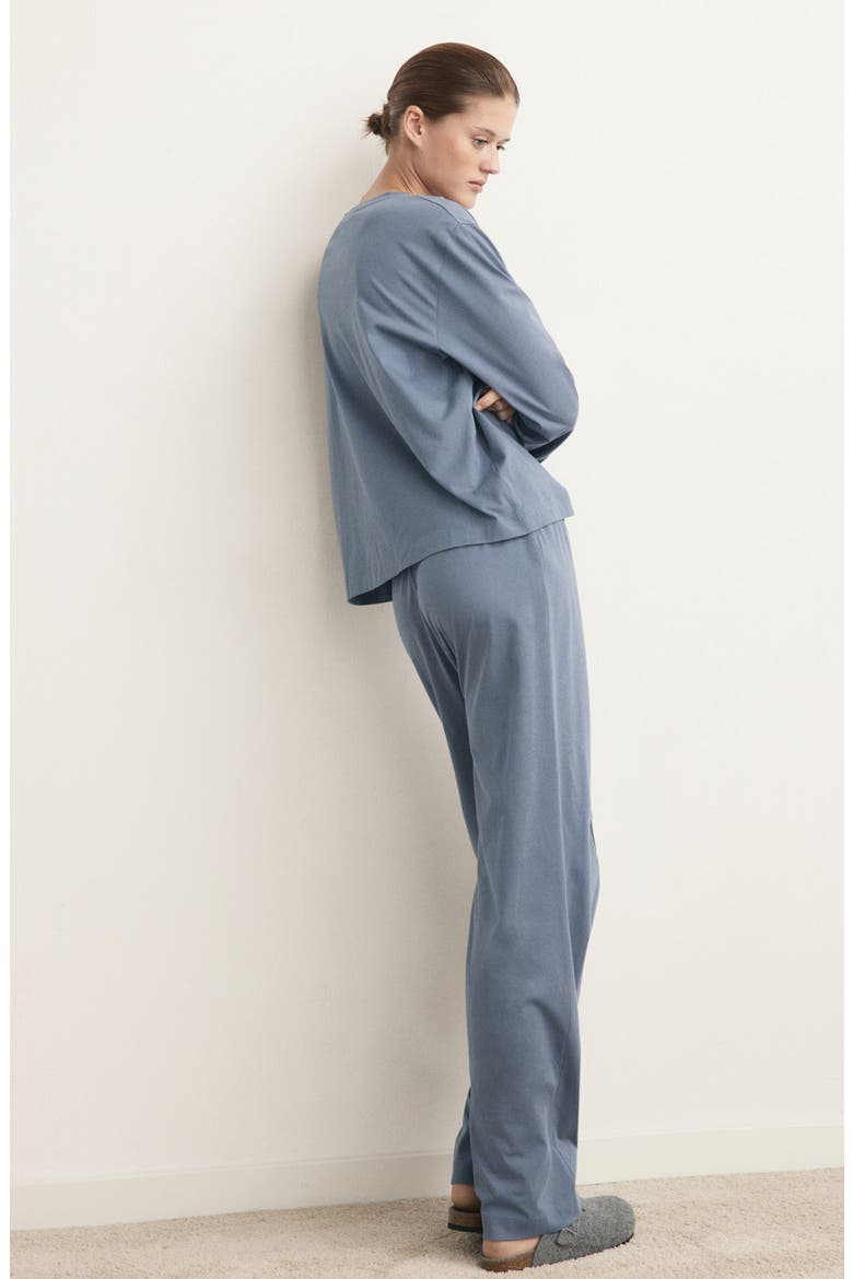 Plain Cotton Pajamas, Alternate, color, INK BLUE
