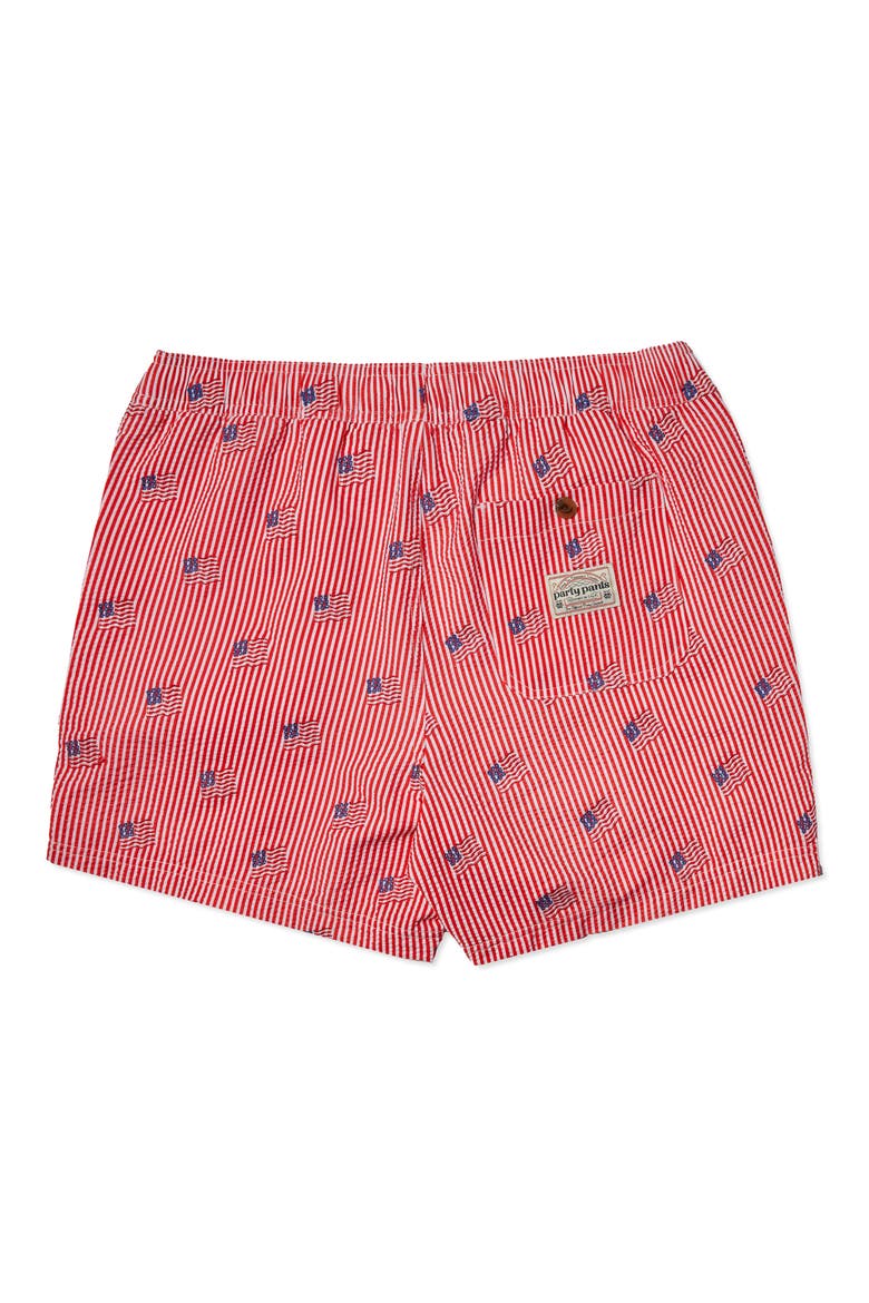 Embroidered Stripe Party Starter 5-Inch Swim Trunks, Alternate, color, RED