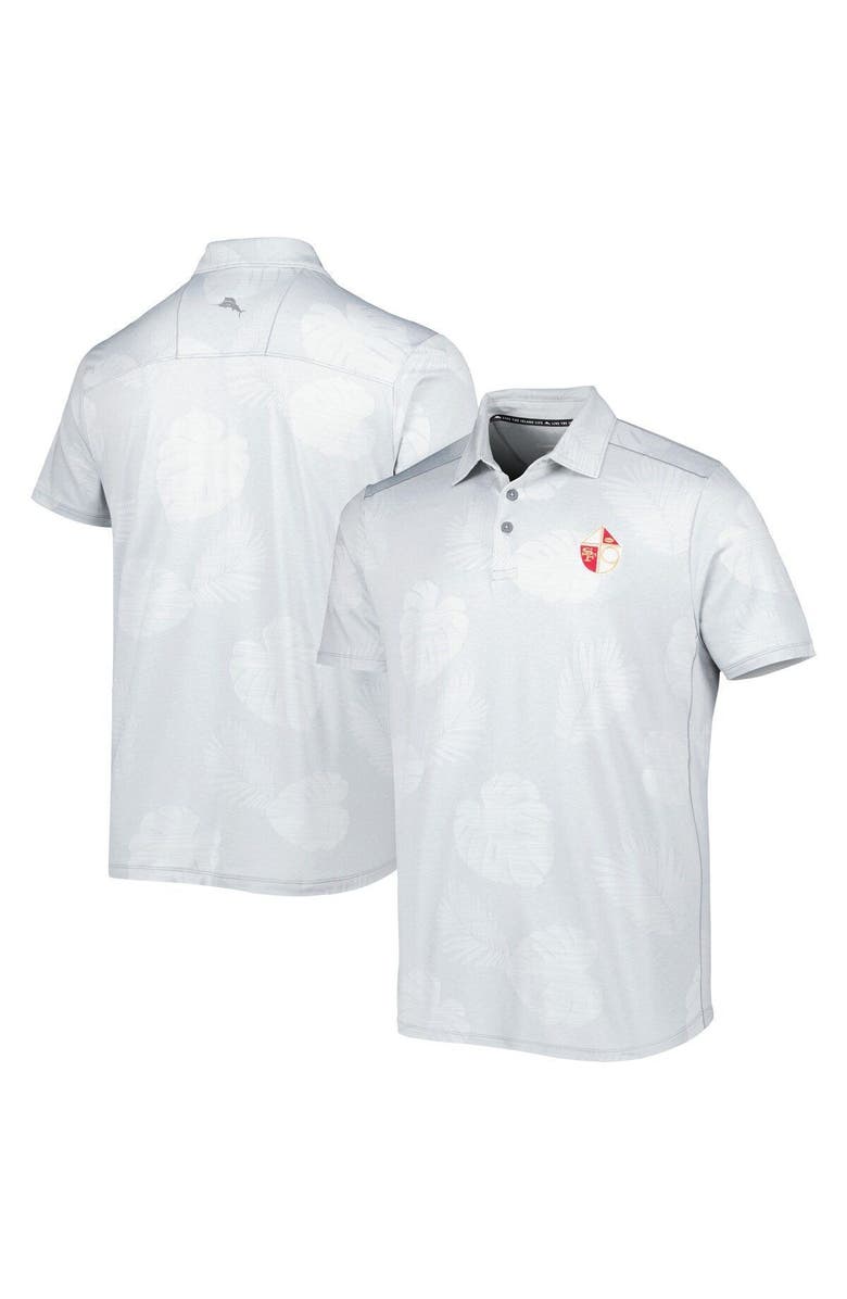 Tommy Bahama Men's Tommy Bahama Gray San Francisco 49ers Throwback Delray Frond IslandZone Polo, Main, color, 