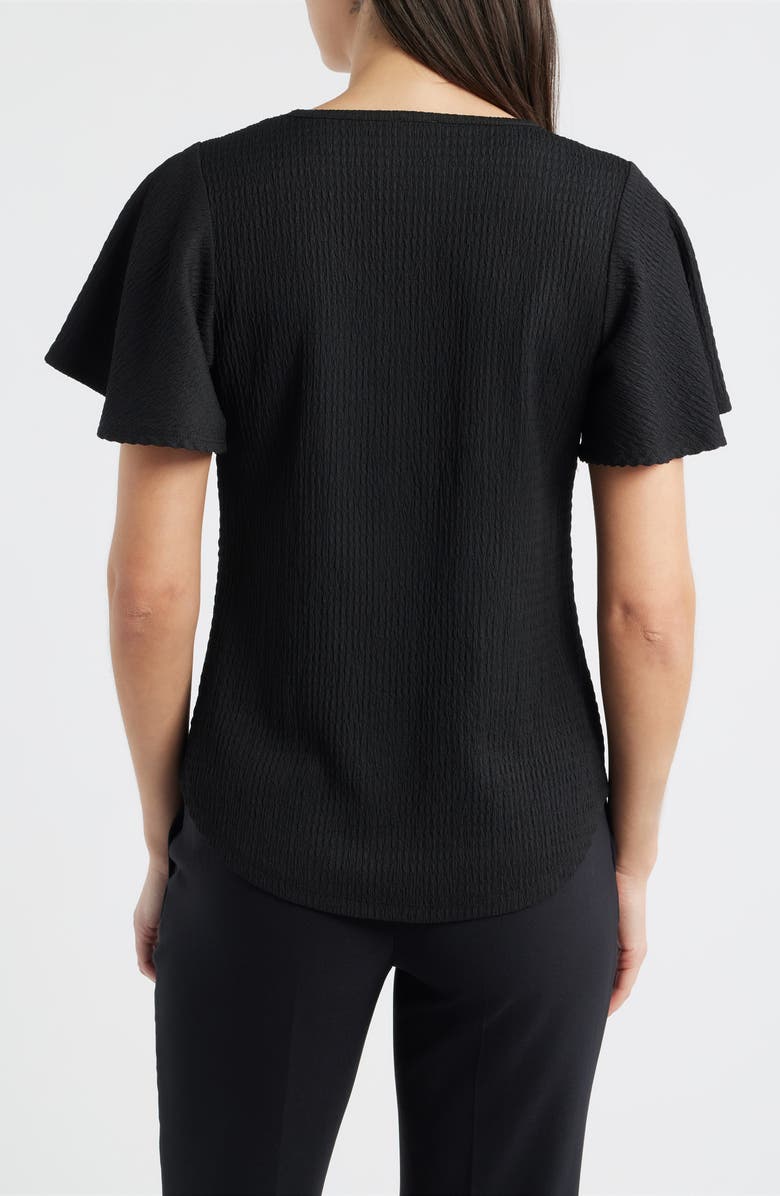 AK ANNE KLEIN Short Flutter Sleeve Top, Alternate, color, Anne Black