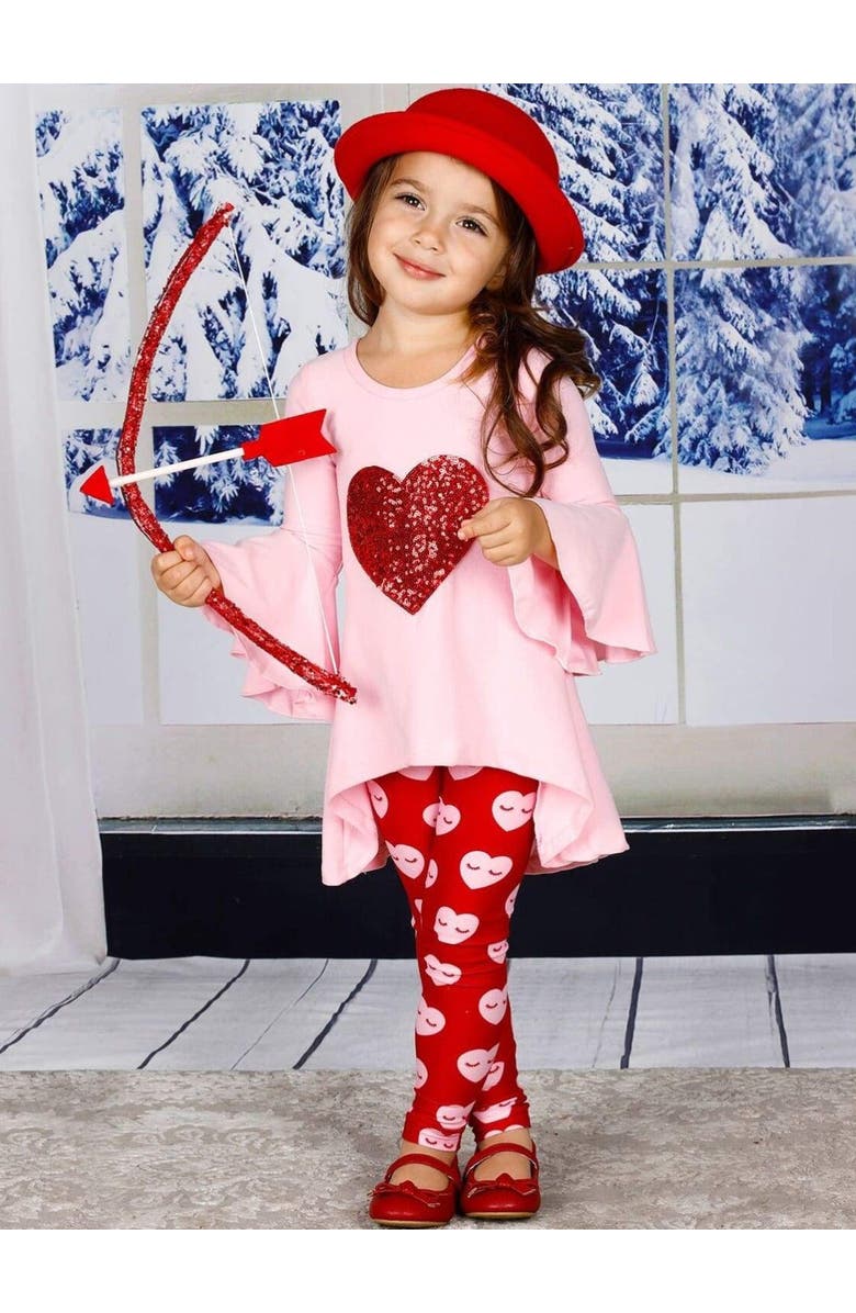 Mia Belle Girls Totally Yours Heart Tunic and Legging Set, Alternate, color, Pink