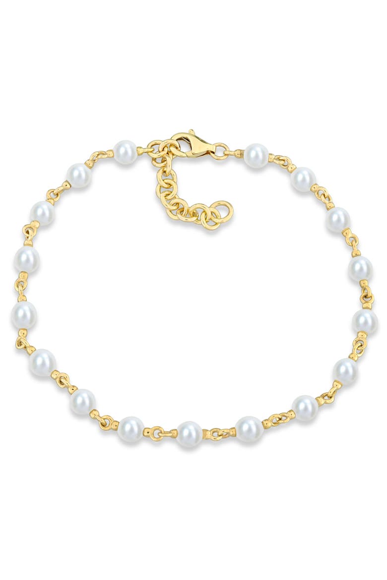 Cultured Pearl Station Bracelet 10k, Main, color, Yellow Gold
