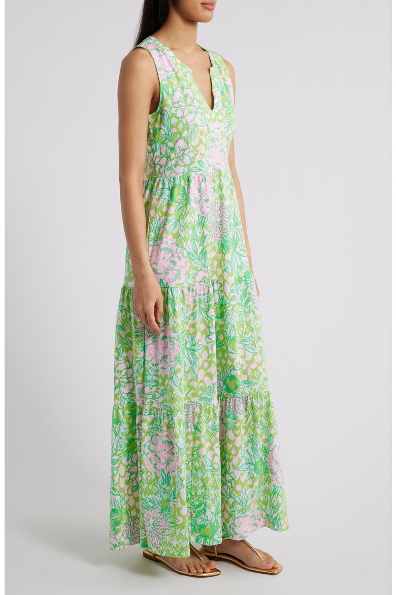 Sydnee Tiered Cotton Maxi Sundress, Alternate, color, FAUNA GREEN