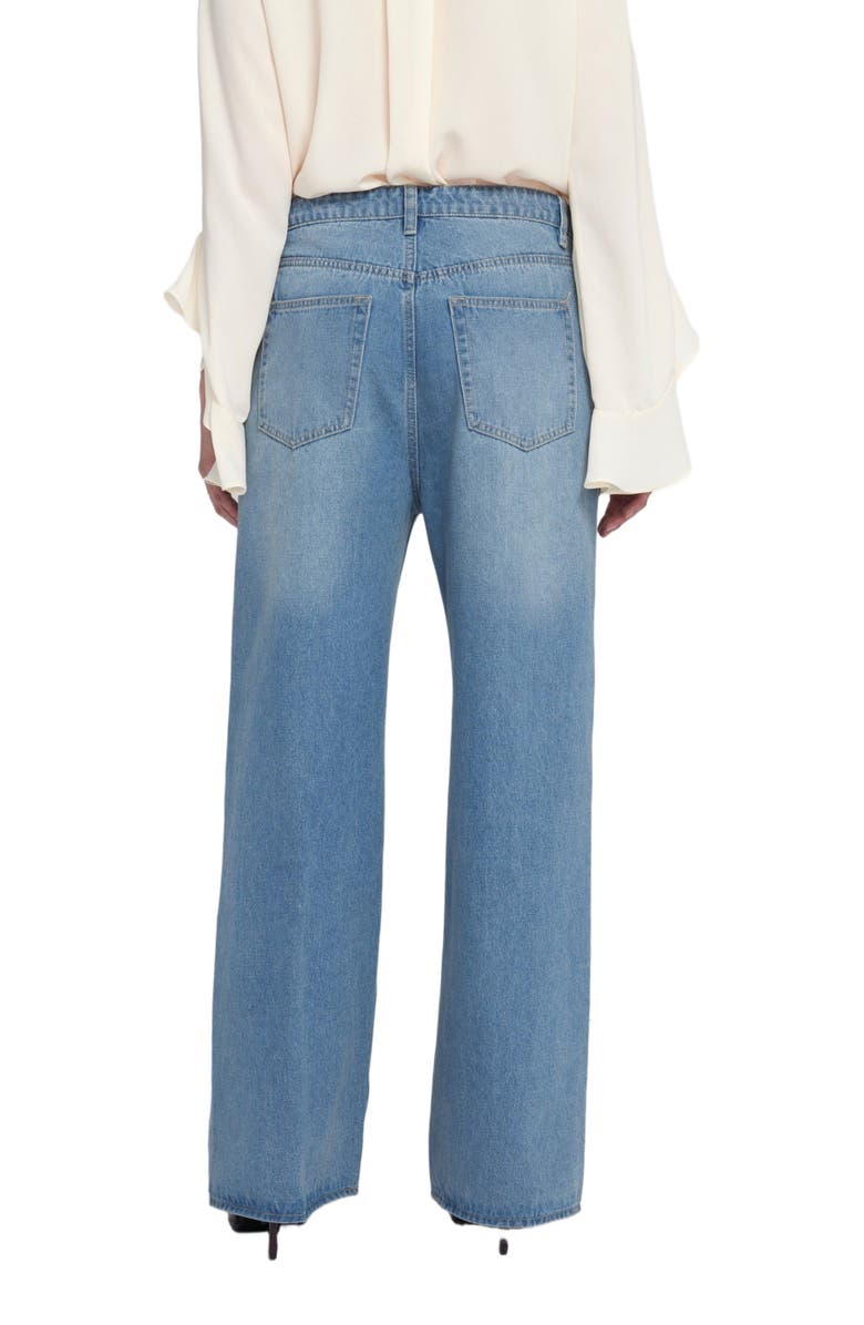 ELLE Collection Rhinestone Pocket Jean Wide-Leg Pants, Alternate, color, Medium Wash