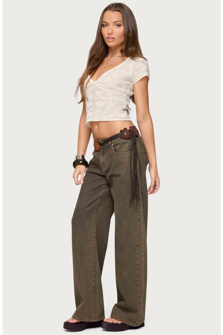Krystal Twist Front Crop Mesh Top, Alternate, color, CREAM