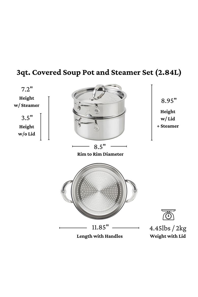 ProBond® Luxe Professional Clad Stainless Steel 3-Quart Soup Pot & Steamer Set, Alternate, color, NO COLOR