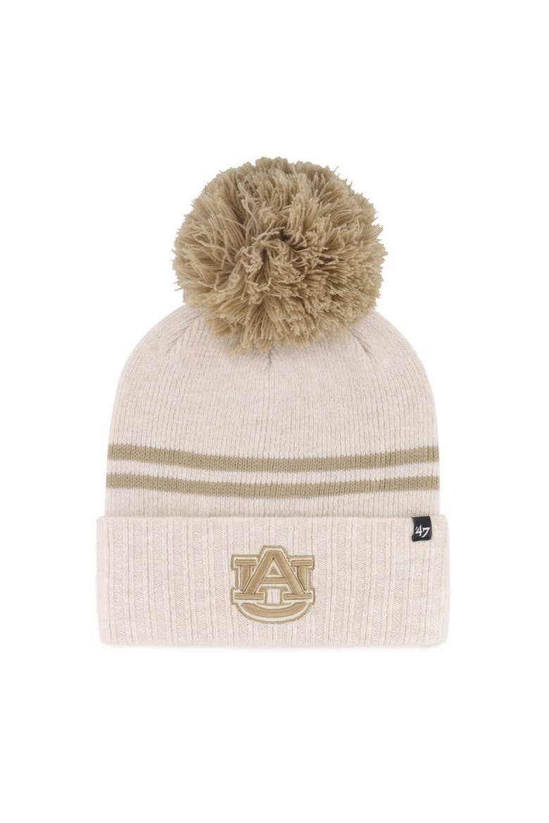 Women's '47  Natural Auburn Tigers Core & Inline Latte Cuffed Knit Hat with Pom, Main, color, Natural