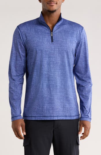 Bugatchi Stretch Cotton Quarter Zip Pullover In Blue