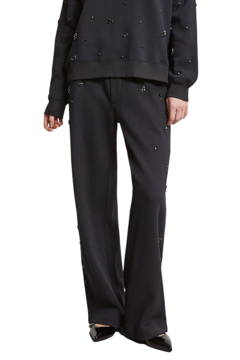 Cotton Jogger Trousers With Strass And Drawstring, Main, color, Black