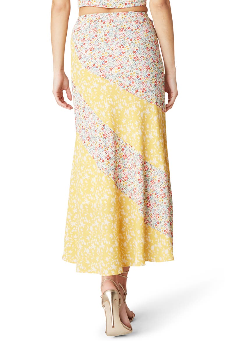 BB Dakota Mixing It Mixed Floral Print Midi Skirt, Alternate, color, LEMON DROP