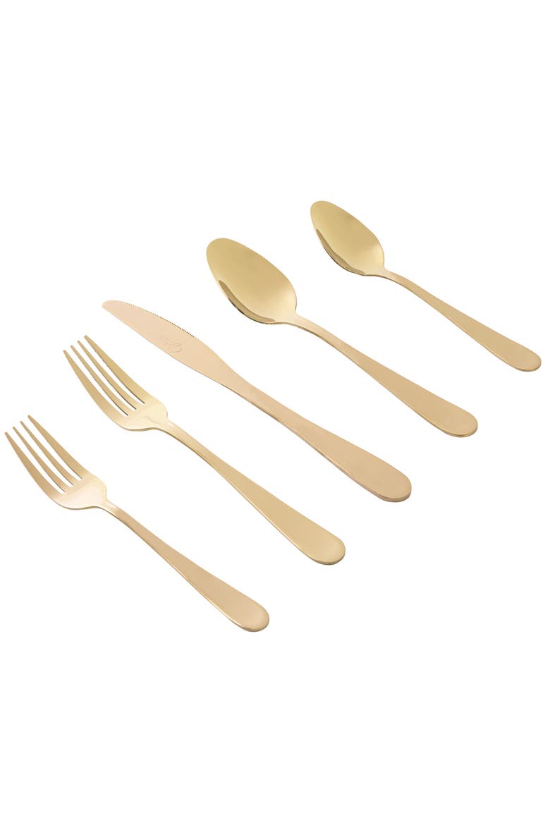 Stravidia 20 Piece Flatware set  Stainless Steel, Main, color, Metallic Gold
