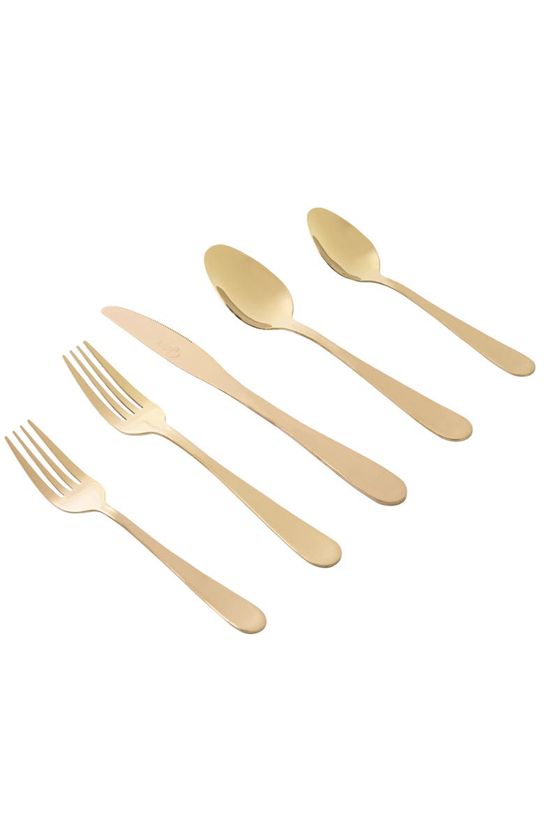 Gibson Home Stravidia 20 Piece Flatware set Stainless Steel, Main, color, Metallic Gold