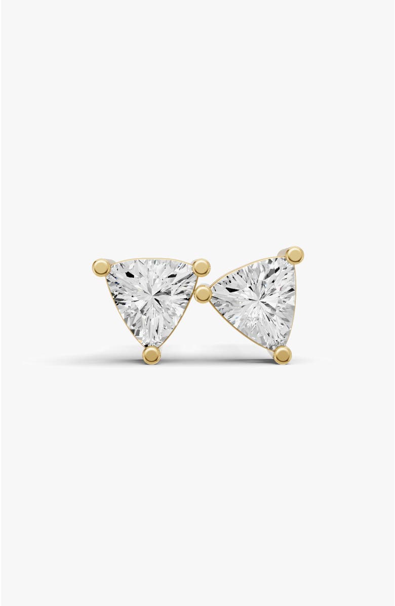 SEREIA OFFICIAL 14K Gold Studs 1 ct Earrings Trillion Solitaire, Main, color, Yellow Gold