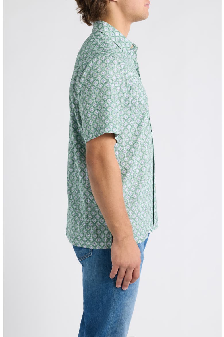 Coastal Ease Oak Park Geo Short Sleeve Shirt, Alternate, color, GRANITE GREEN
