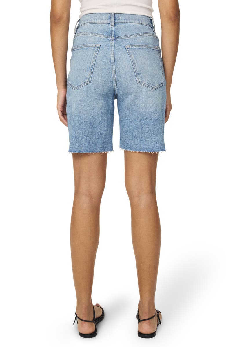 WARP+WEFT MTY '90s Raw Hem High Waist Mid Thigh Denim Shorts, Alternate, color, 