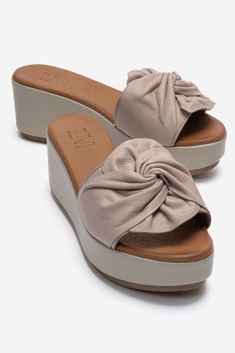 Syndra Bow Wedge Leather Sandal