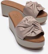 Forever & Always Shoes Syndra Bow Wedge Leather Sandal