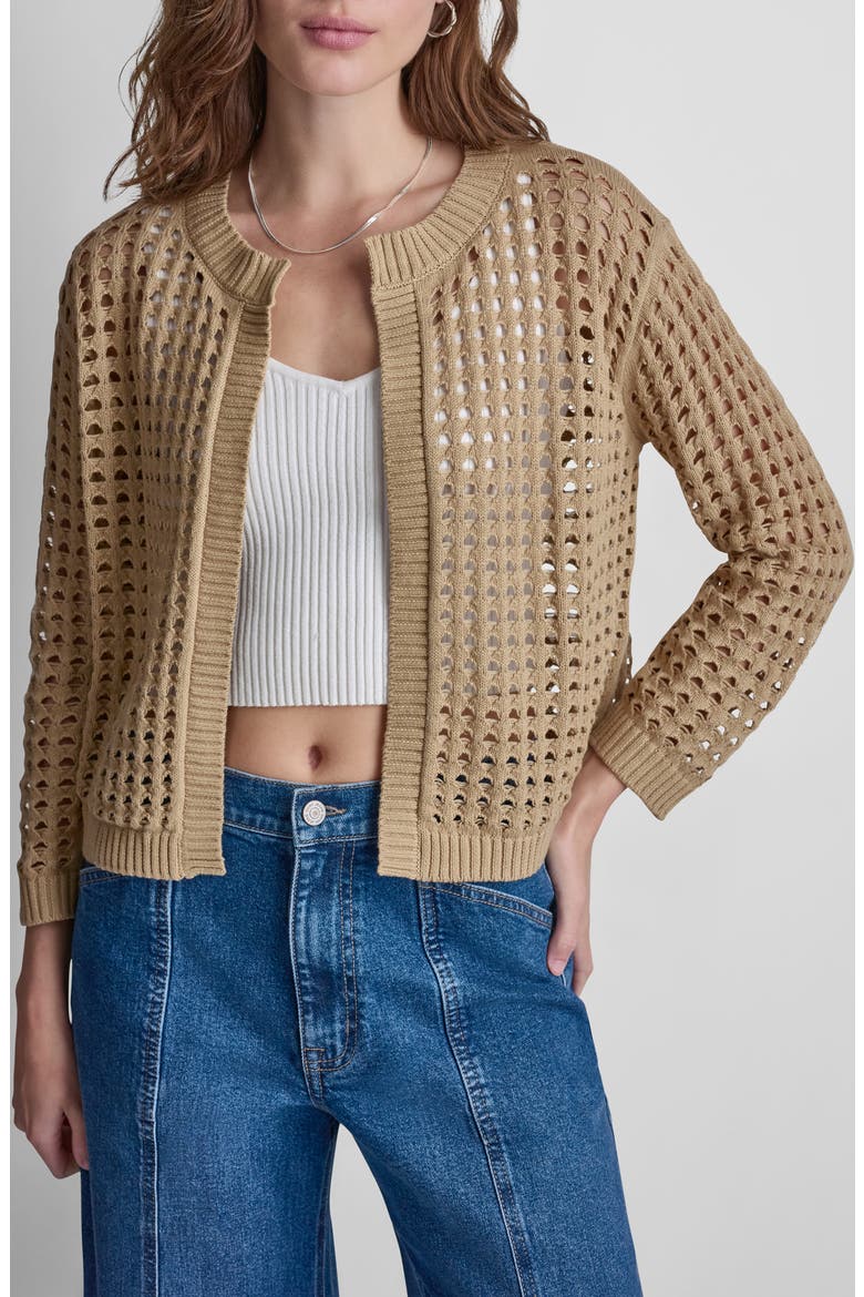 Open Stitch Cotton Cardigan, Main, color, TRAVERTINE