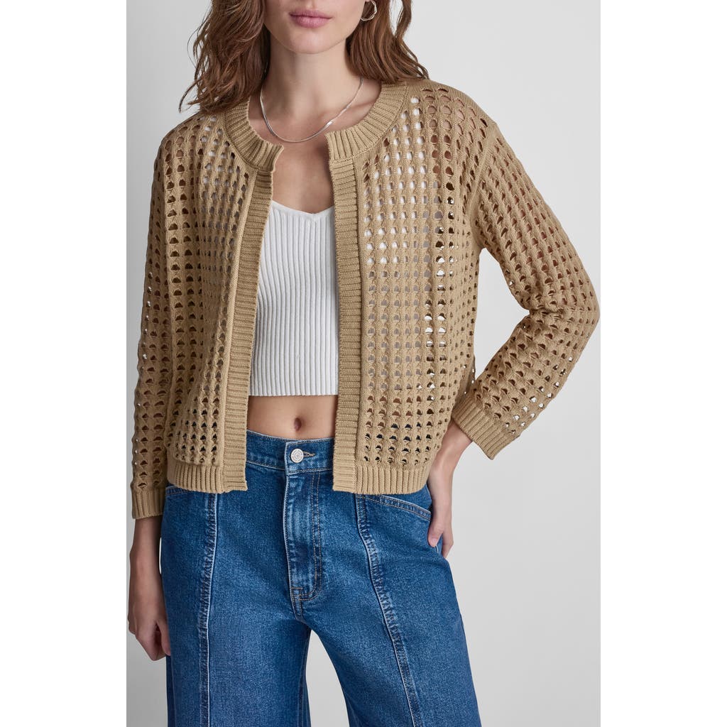 Dkny Jeans Open Stitch Cotton Cardigan In Travertine