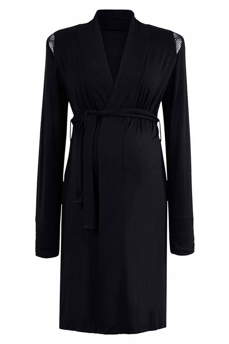 Serenity Maternity negligee, Alternate, color, BLACK
