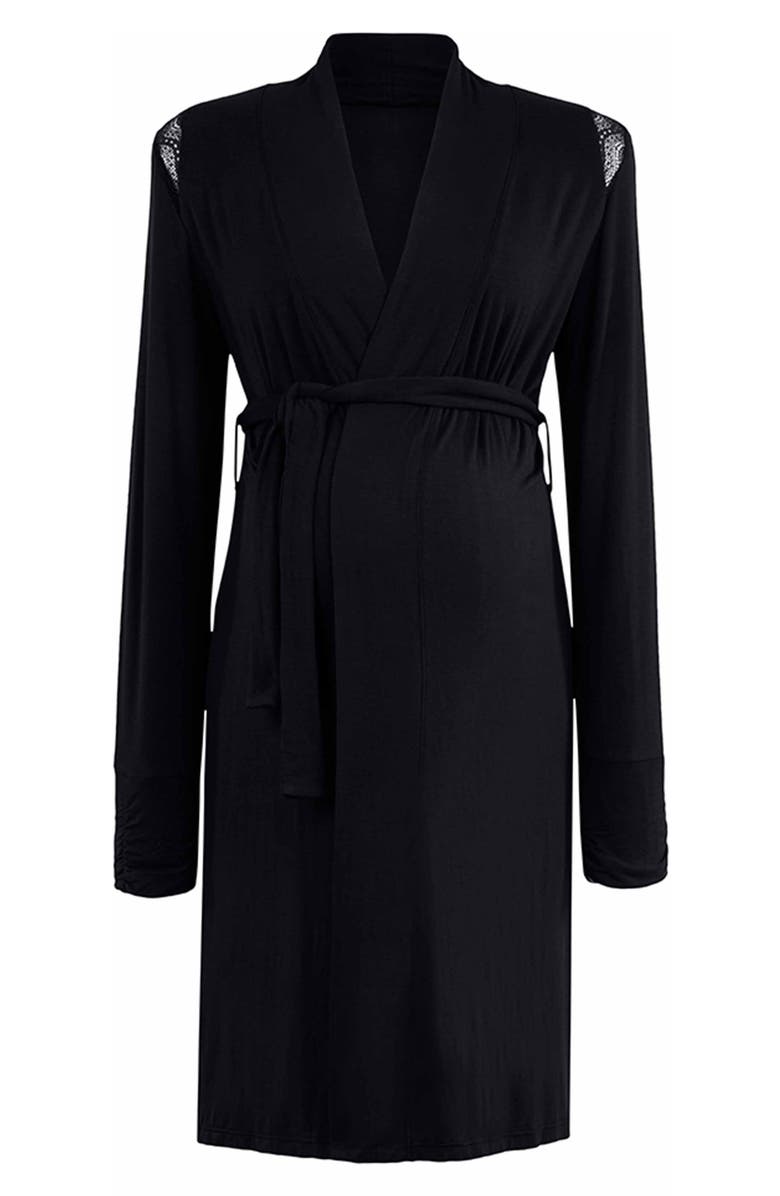 Cache Coeur Serenity Lace Trim Maternity Robe, Alternate, color, 