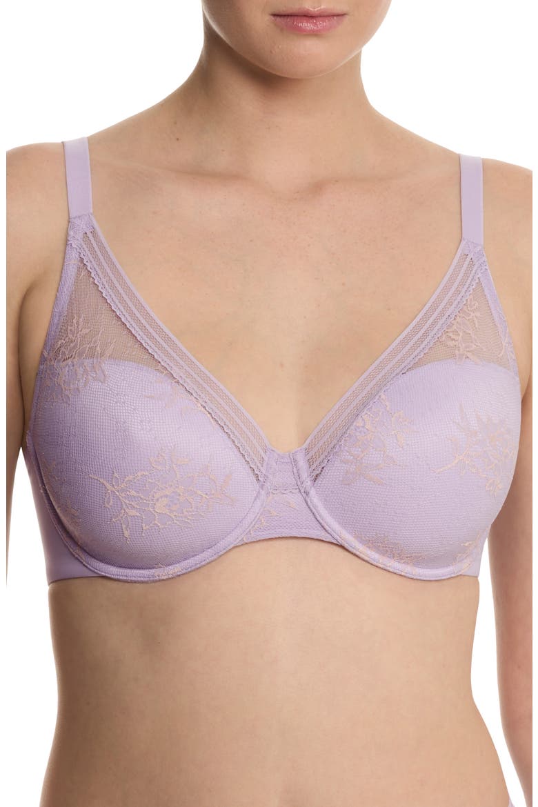 Love Lace Back Smoothing Plunge T-Shirt Bra, Main, color, PURPLE PEARL/ PEACH WHIP