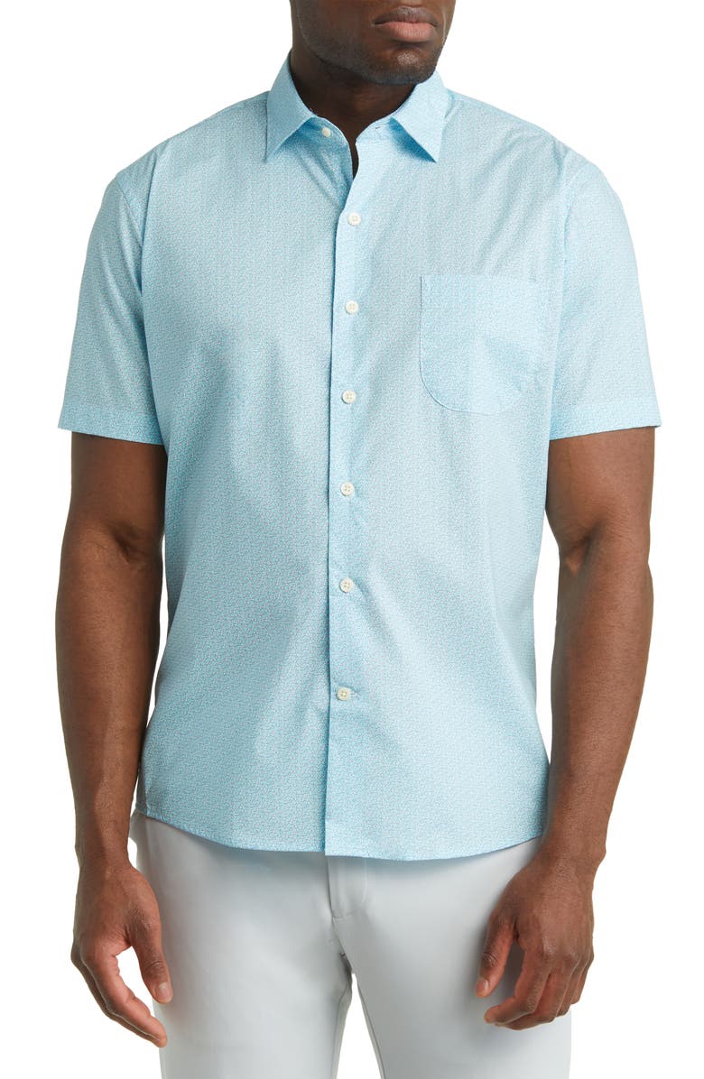 Peter Millar Summer Slice Print Stretch Cotton Short Sleeve Button-Up Shirt, Main, color,