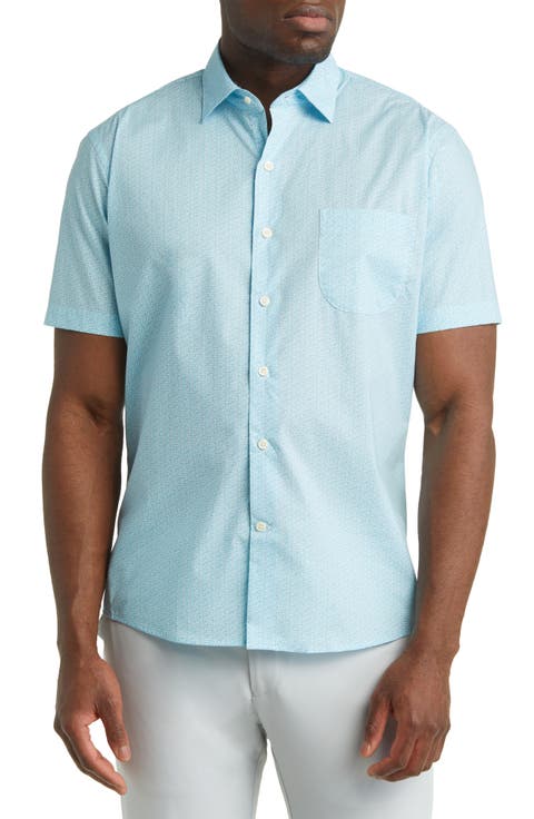 Summer Slice Print Stretch Cotton Short Sleeve Button-Up Shirt