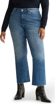 WARP+WEFT NAO Raw Hem High Waist Crop Bootcut Jeans