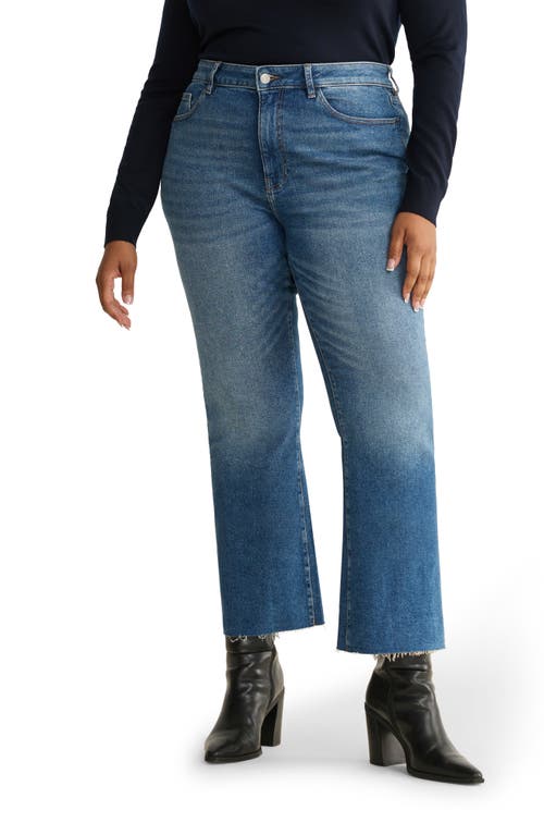 Warp & Weft Warp+weft Nao Raw Hem High Waist Crop Bootcut Jeans In Blue