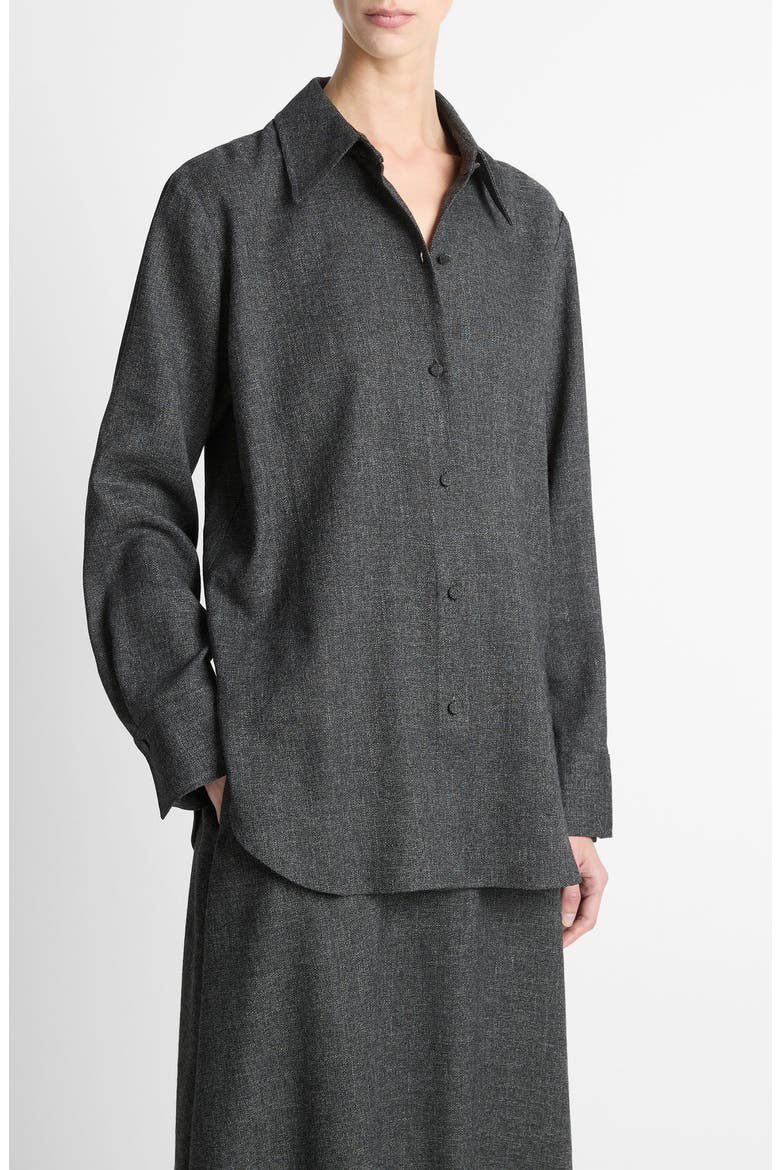Tweed Button-Up Shirt, Alternate, color, MED H GREY