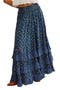 Brynn Mixed Floral Tiered Cotton Blend Maxi Skirt