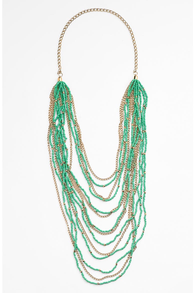 Beaded Layered Necklace, Main, color, GREEN