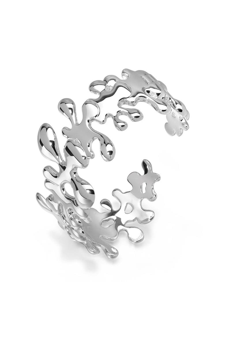 Splash Hinged Bangle, Main, color, Sterling Silver