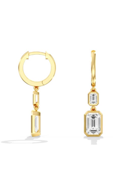 Emerald Bezel Lab Diamond Drop in 14K Gold