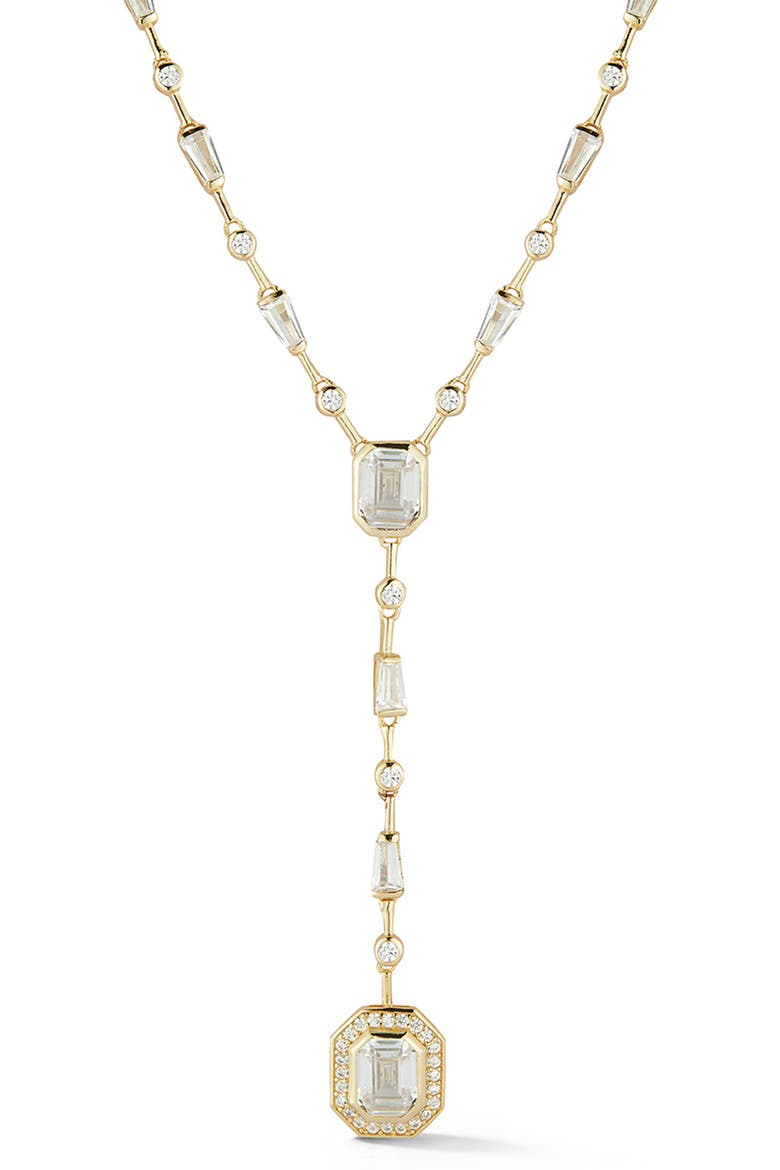 Gold Vermeil Lariat CZ Necklace, Main, color, YELLOW GOLD