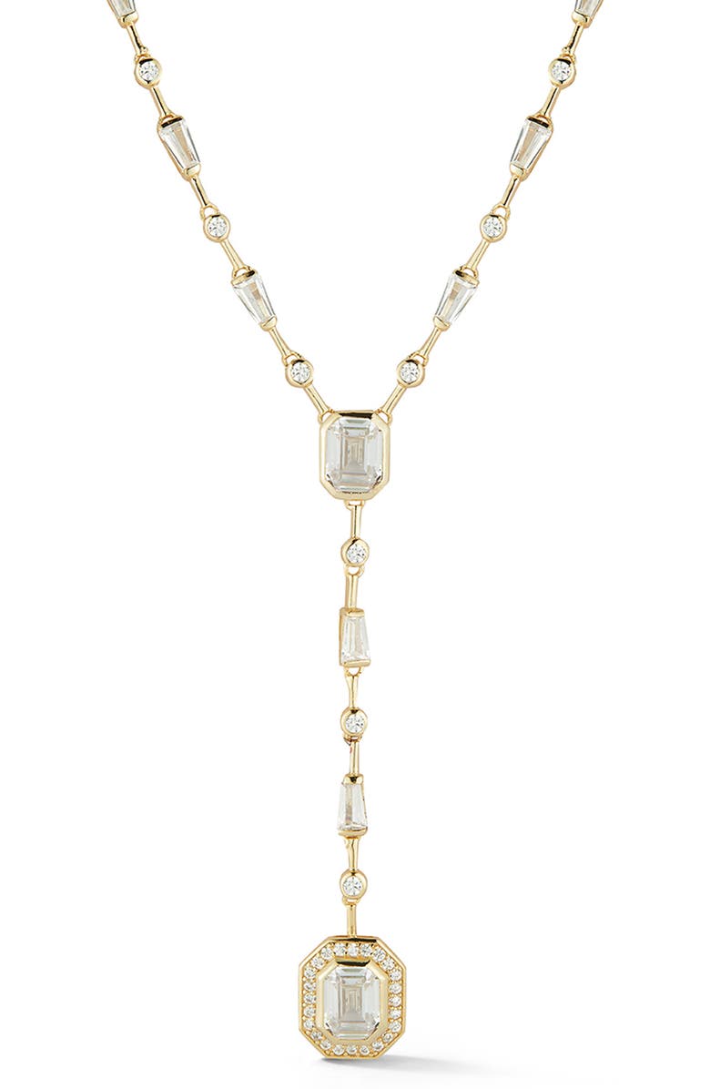 GLAZE JEWELRY Gold Vermeil Lariat CZ Necklace, Main, color, 