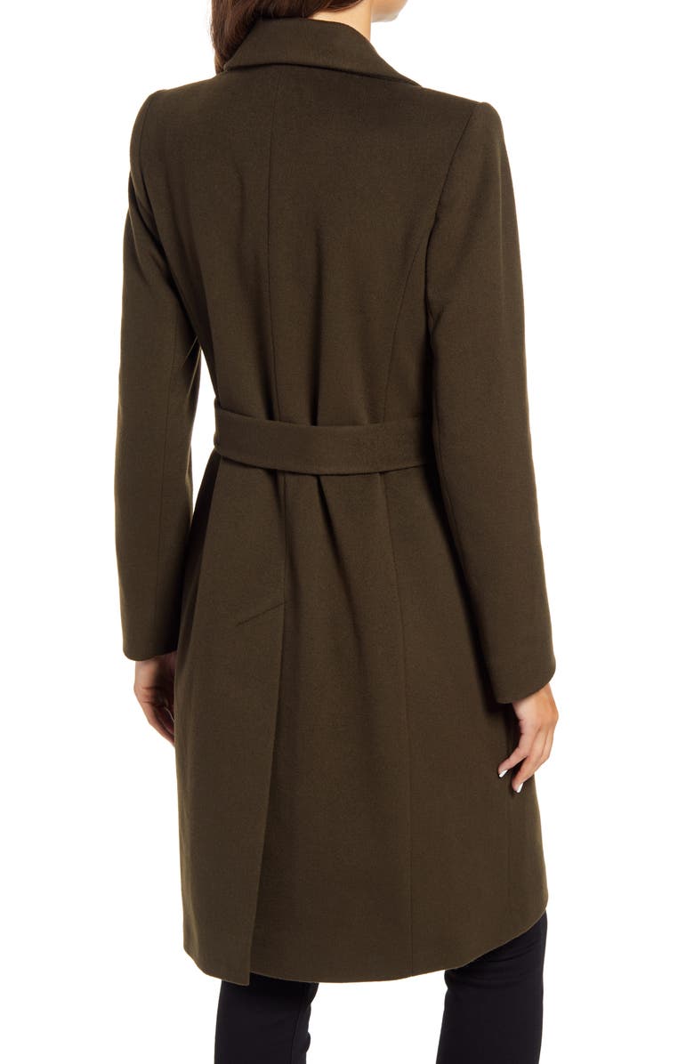 Fleurette Peak Lapel Wool Wrap Coat, Alternate, color,