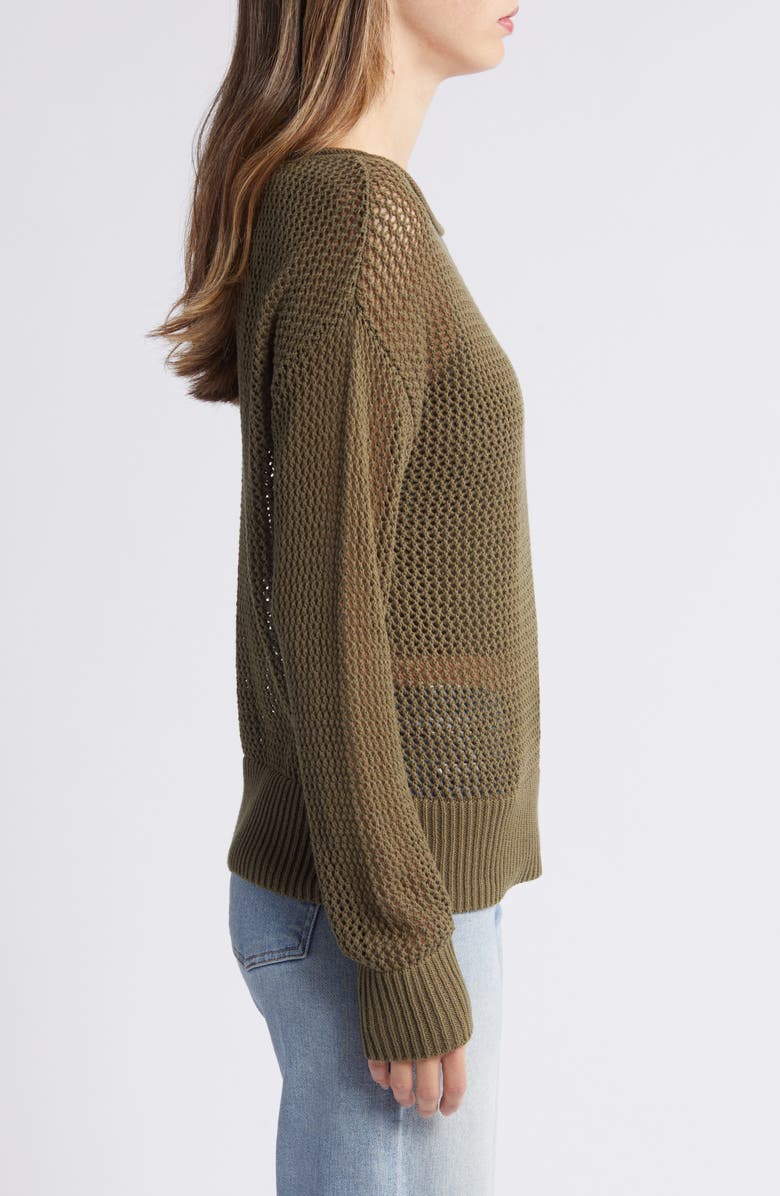 Sanctuary Cotton Open Knit Sweater, Alternate, color, Burnt Olive
